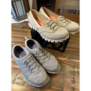 Skechers Women's Gray Slip On Memory Foam Athleisure Shoe Bundle Size 9
